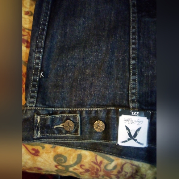 Artful Dodger (DEATH OF A CRAFTSMAN) Raw Blue Embroidered Denim Jacket Men's 2XL - Picture 5 of 16